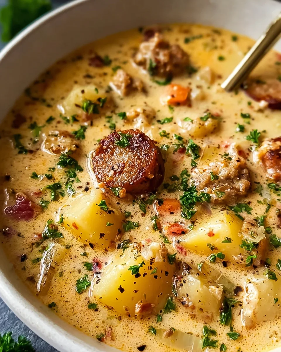 Comforting Potato & Beef Sausage Chowder: A Warm Meal!