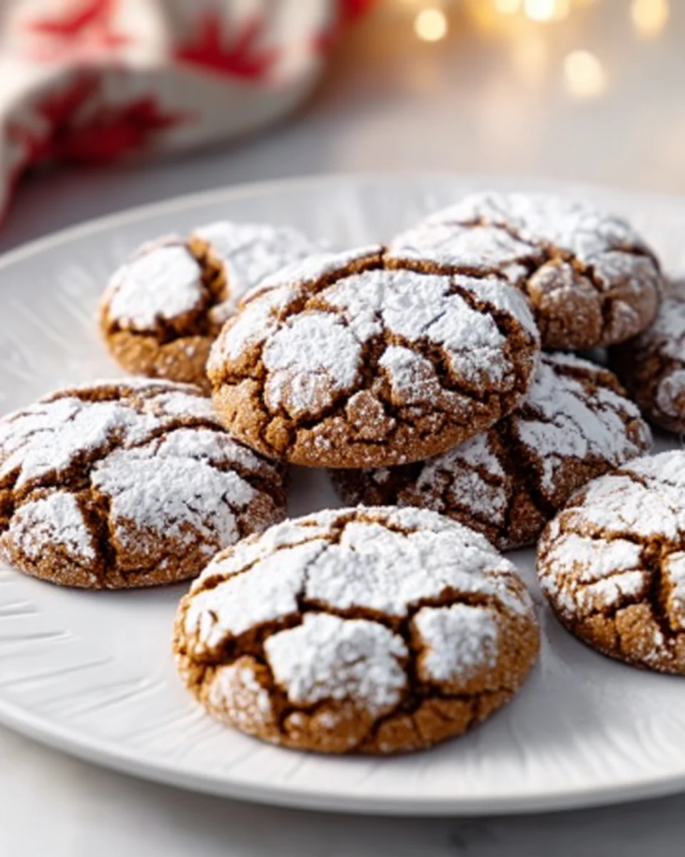 Delightful Non-Alcoholic Gingerbread Crinkle Cookies!