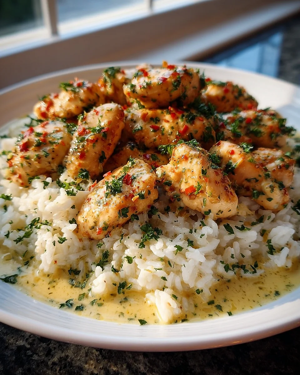 Amazing Chicken Scampi w/ Creamy Garlic Parmesan Rice